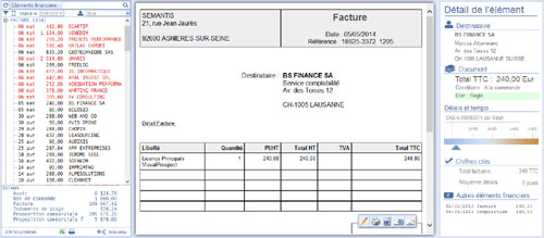 VisualProspect elements financiers facture