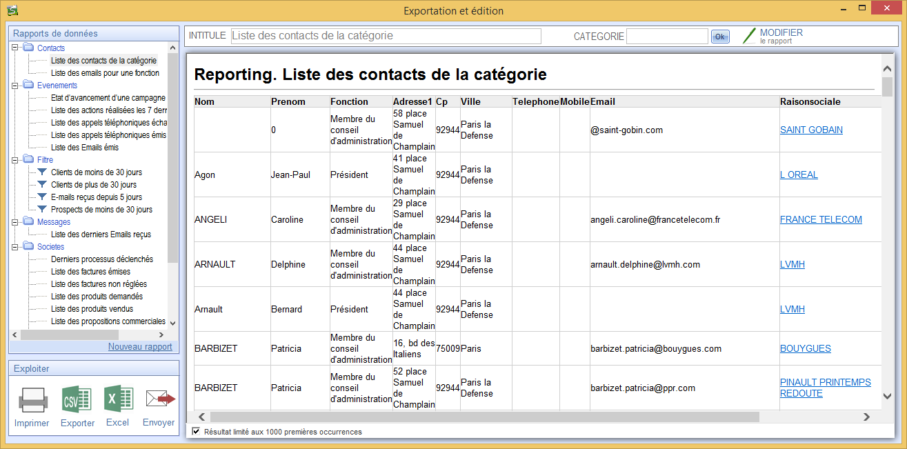 G. Impression et Rapports